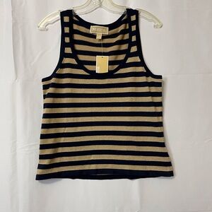 Michael Kors Black and Gold Striped Tank Top